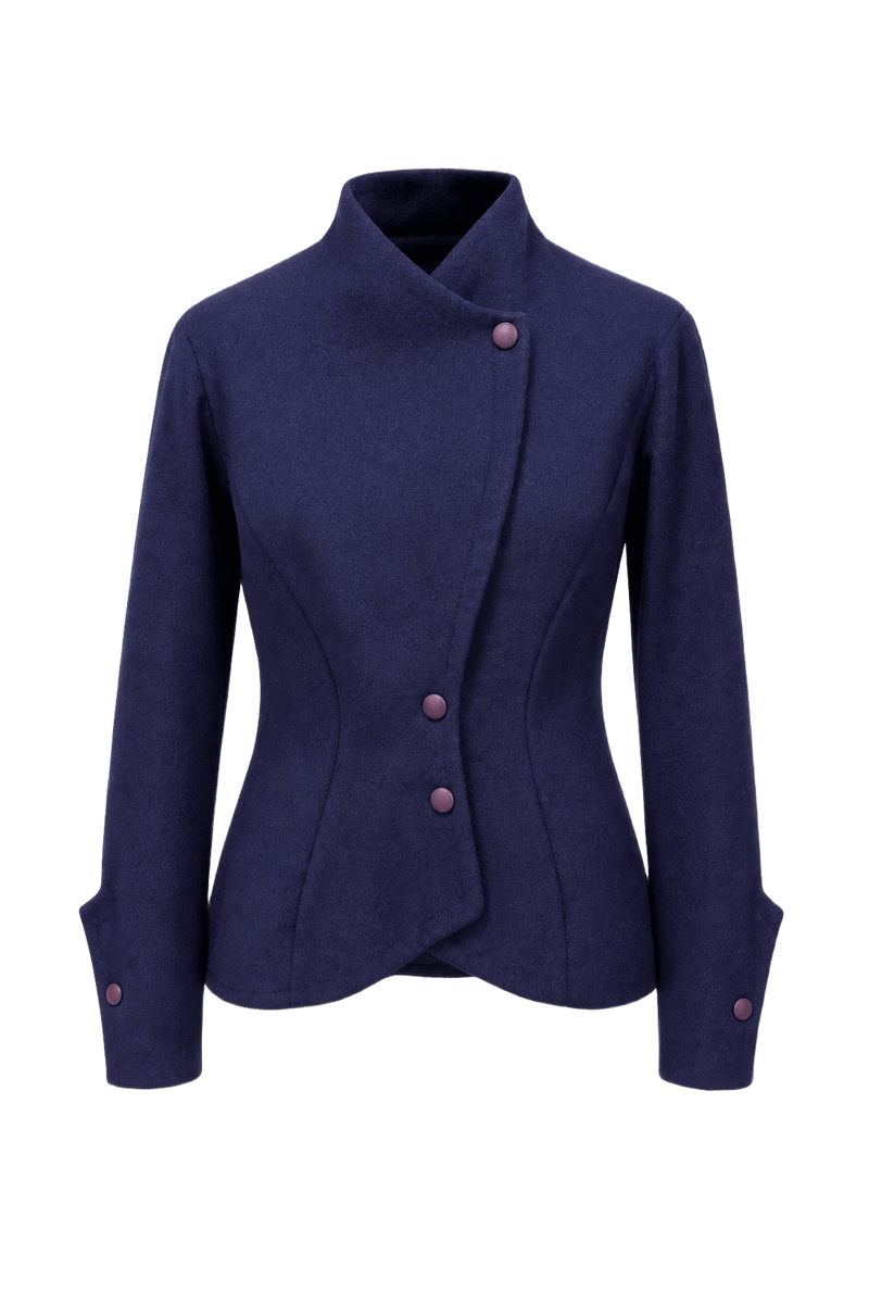 1990s Deep Blue Wool Blend Jacket - Front View