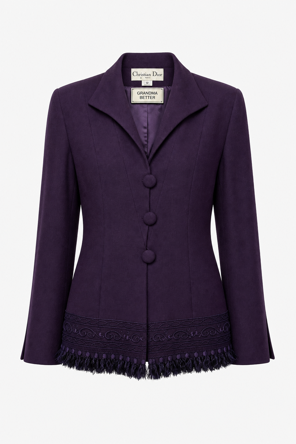 1980s Deep Purple Wool Blazer - Front View
