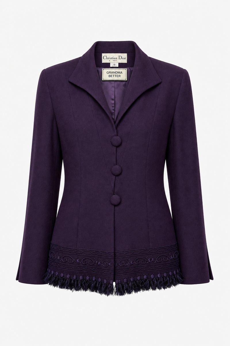 1980s Deep Purple Wool Blazer - Front View