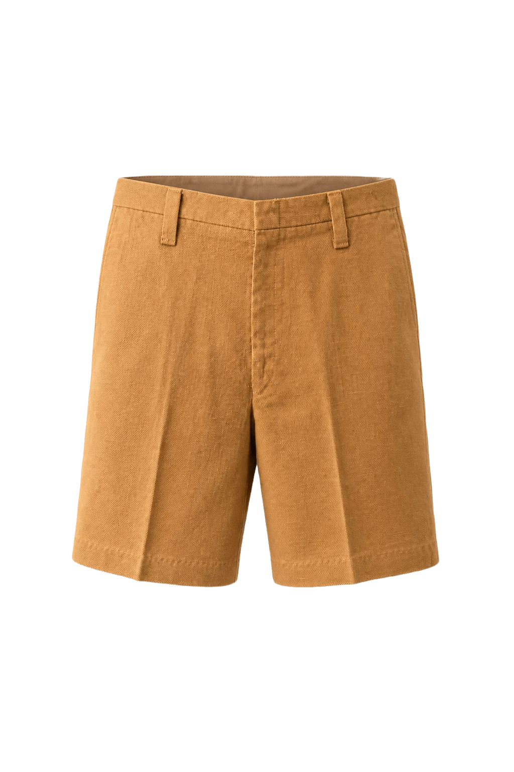 1970s Mustard Yellow Cotton Shorts - Front View