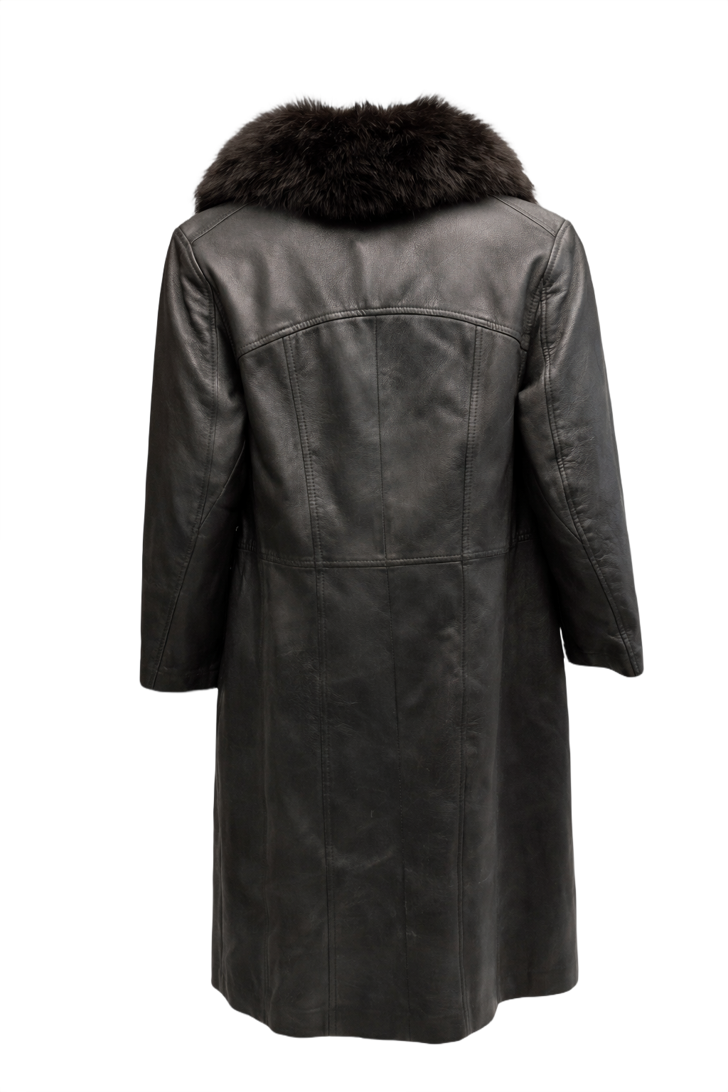 1990s Black Leather Coat - Back View
