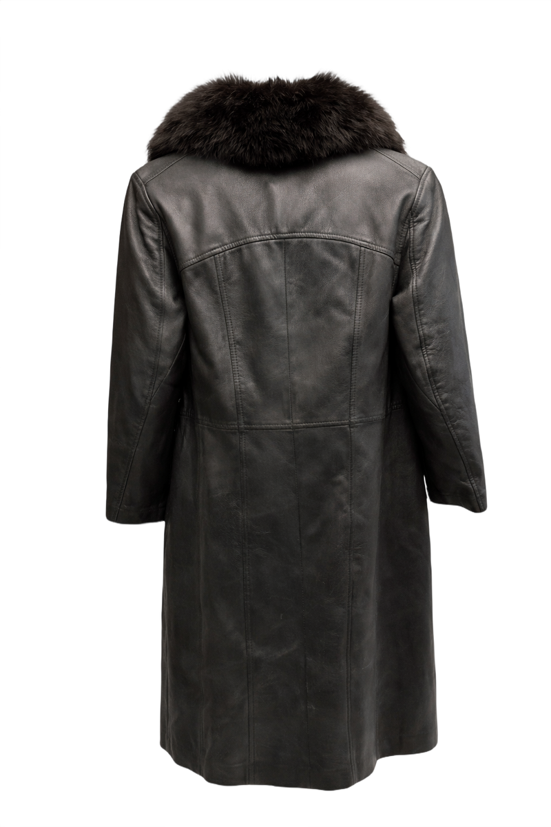 1990s Black Leather Coat - Back View