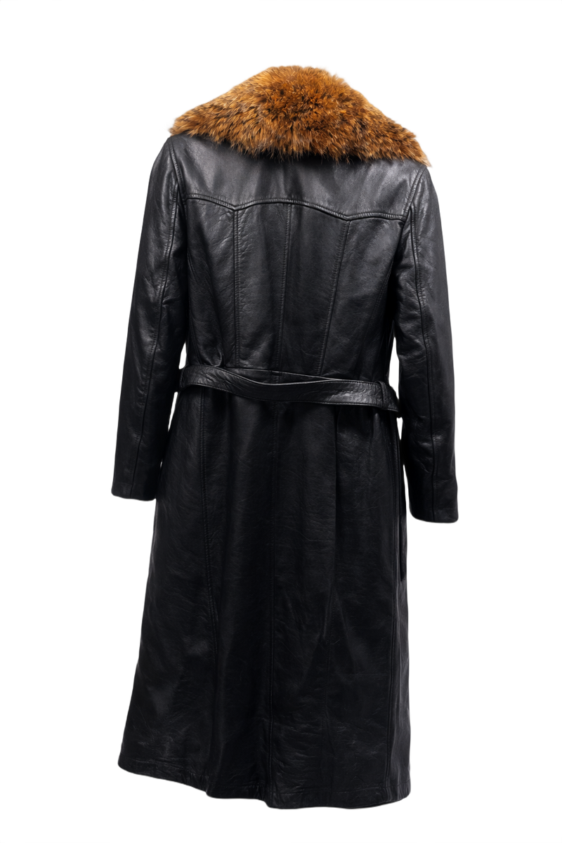 1990s Black Leather Coat - Back View