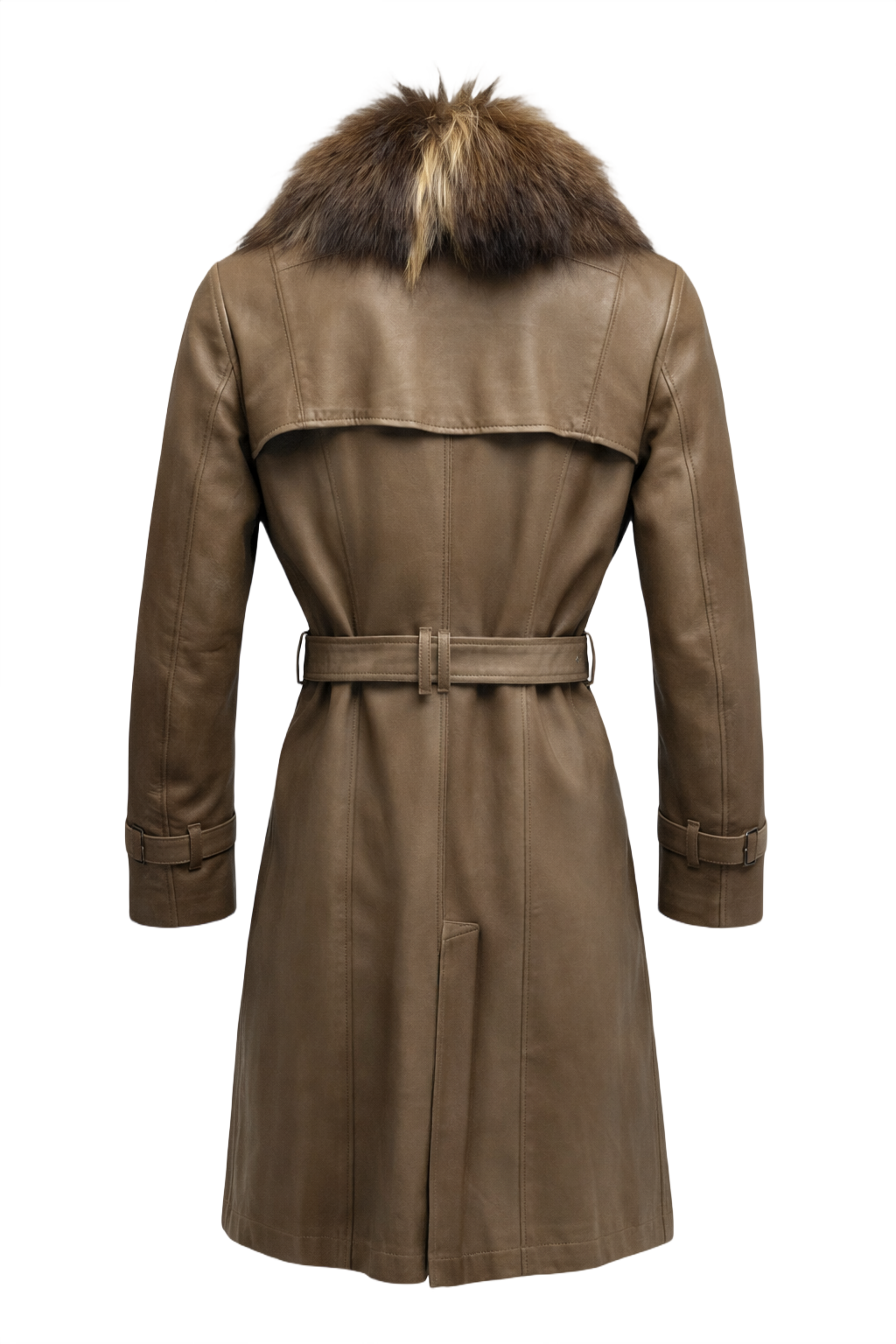 1990s Brown Leather Coat - Back View