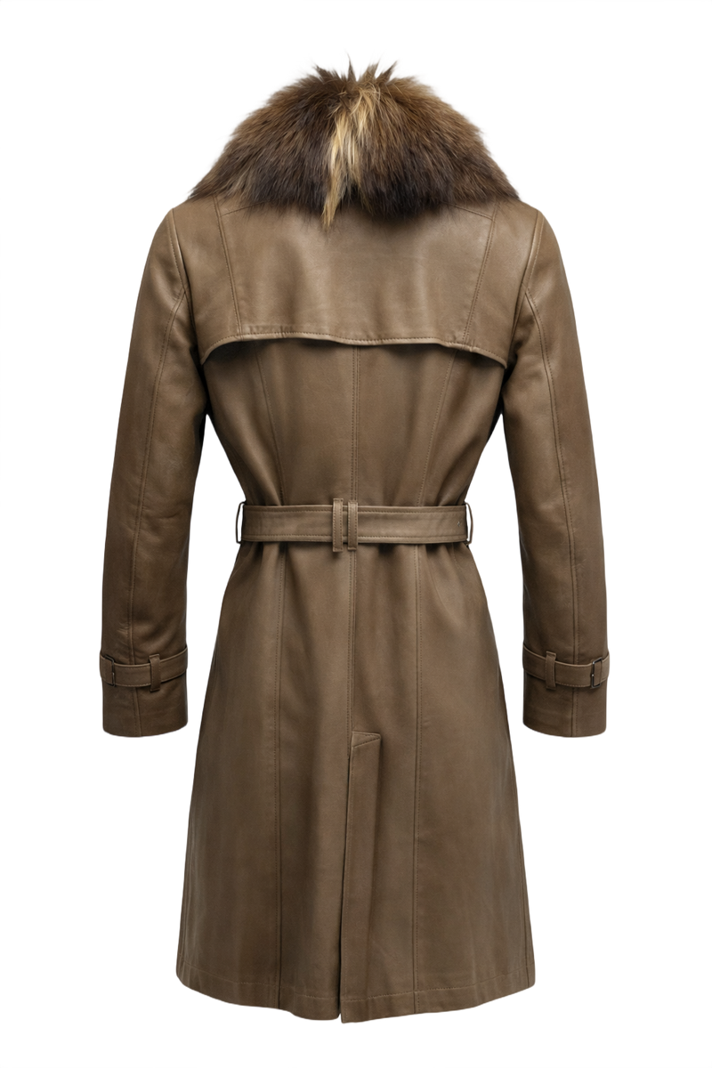 1990s Brown Leather Coat - Back View