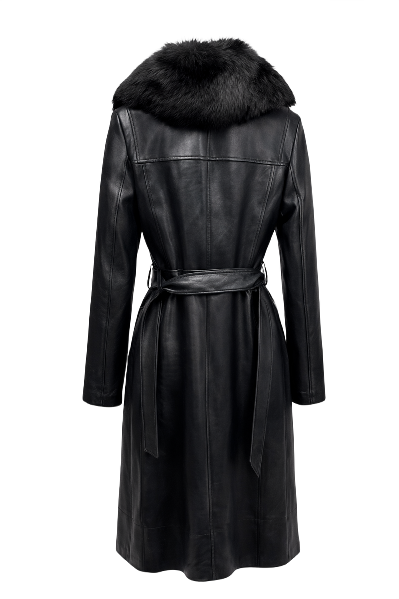 1990s Black Leather Coat - Back View