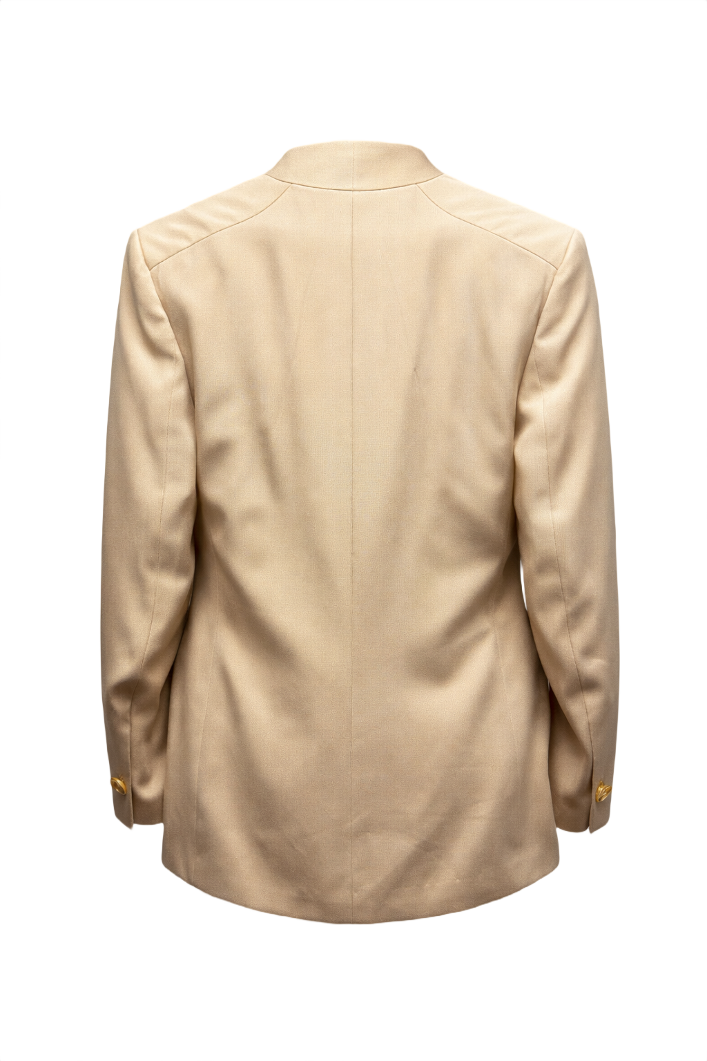 1980s Cream White Silky Synthetic Blazer - Back View