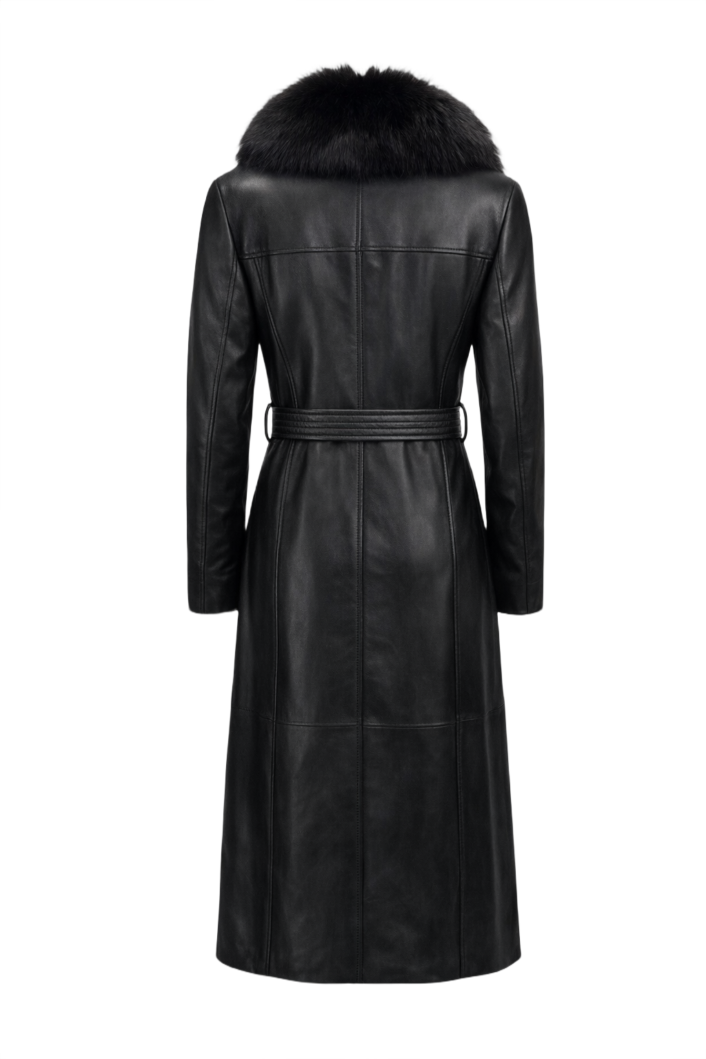 1990s Black Leather Coat - Back View