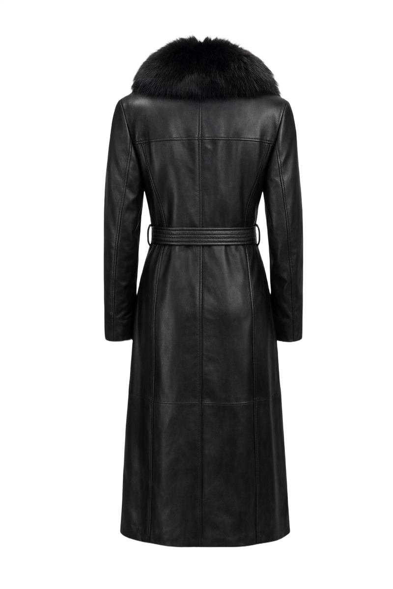 1990s Black Leather Coat - Back View