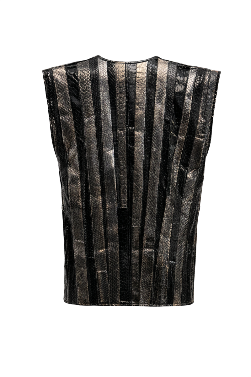 1970s Metallic Silver Synthetic Vest - Back View