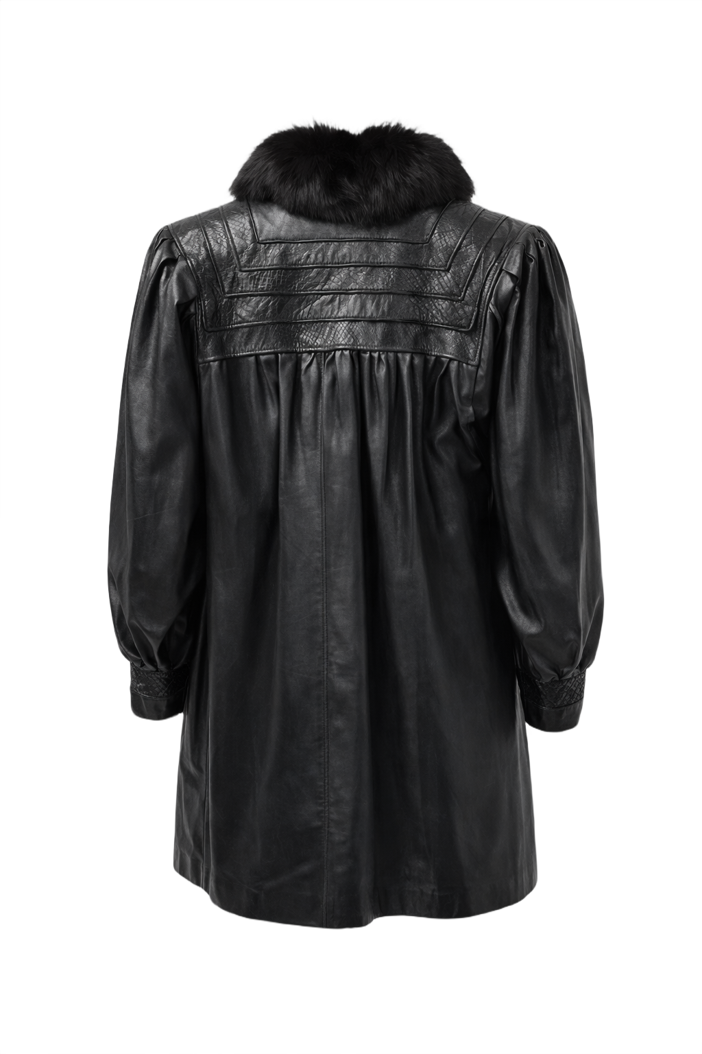 1990s Black Leather Coat - Back View