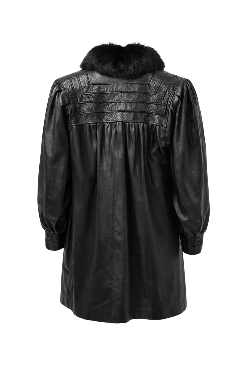 1990s Black Leather Coat - Back View
