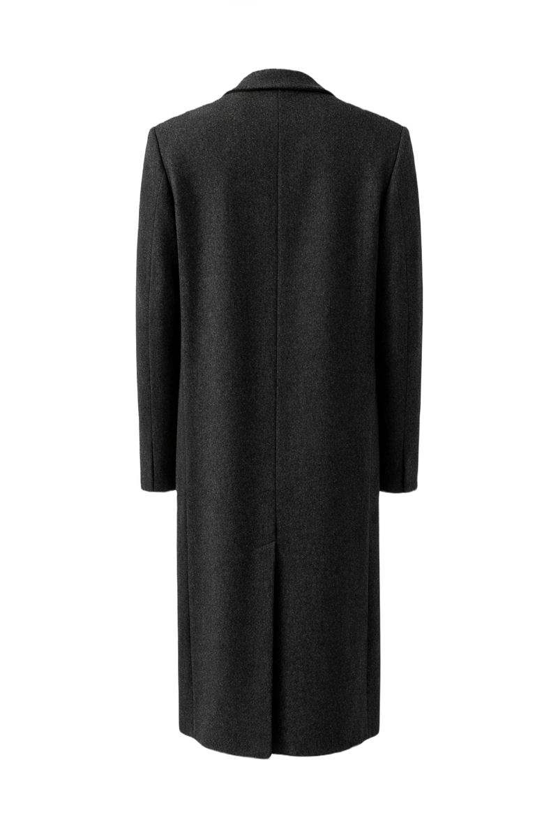 1990s Charcoal Grey Wool Coat - Back View