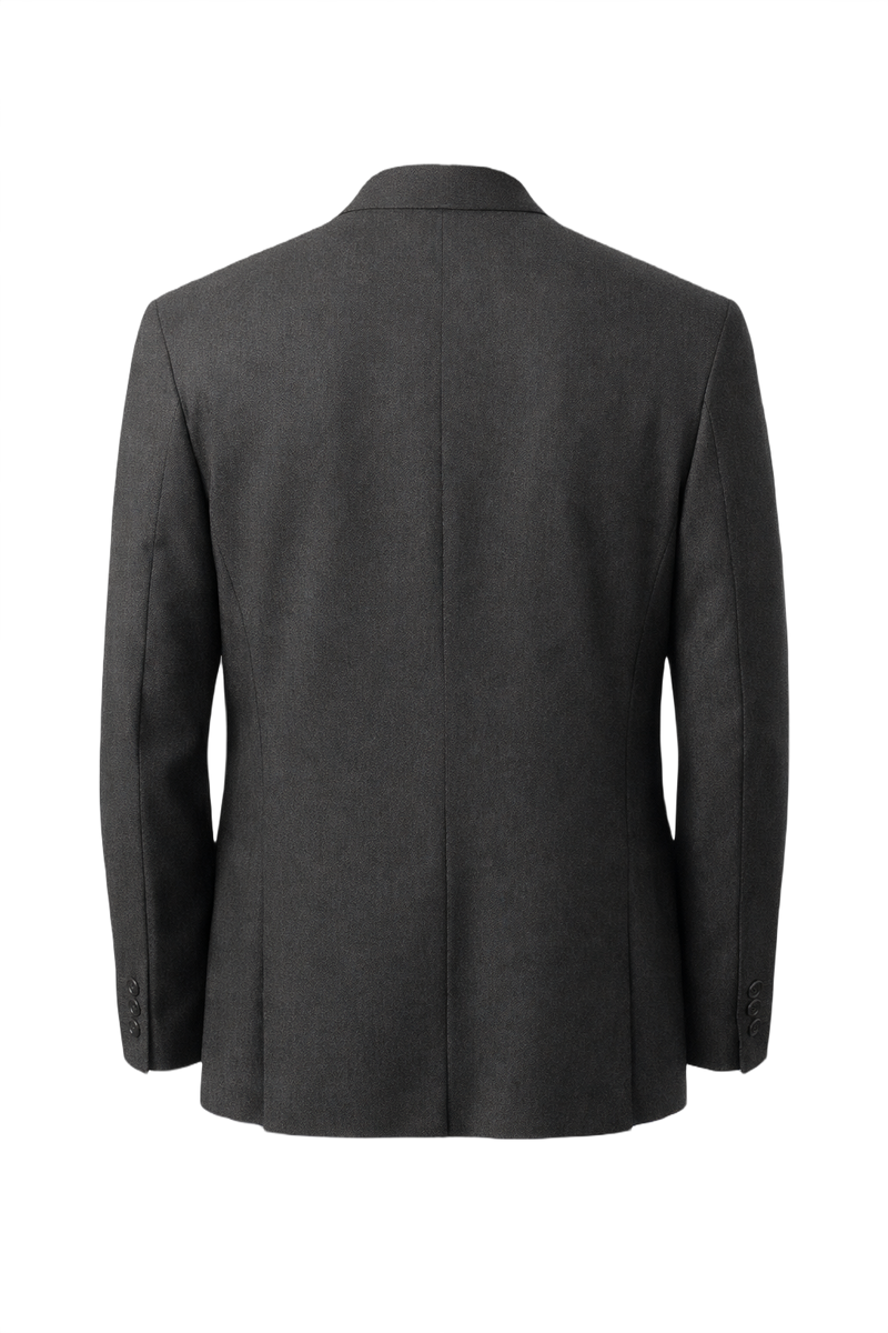 1980s Charcoal Grey Wool Blazer - Back View