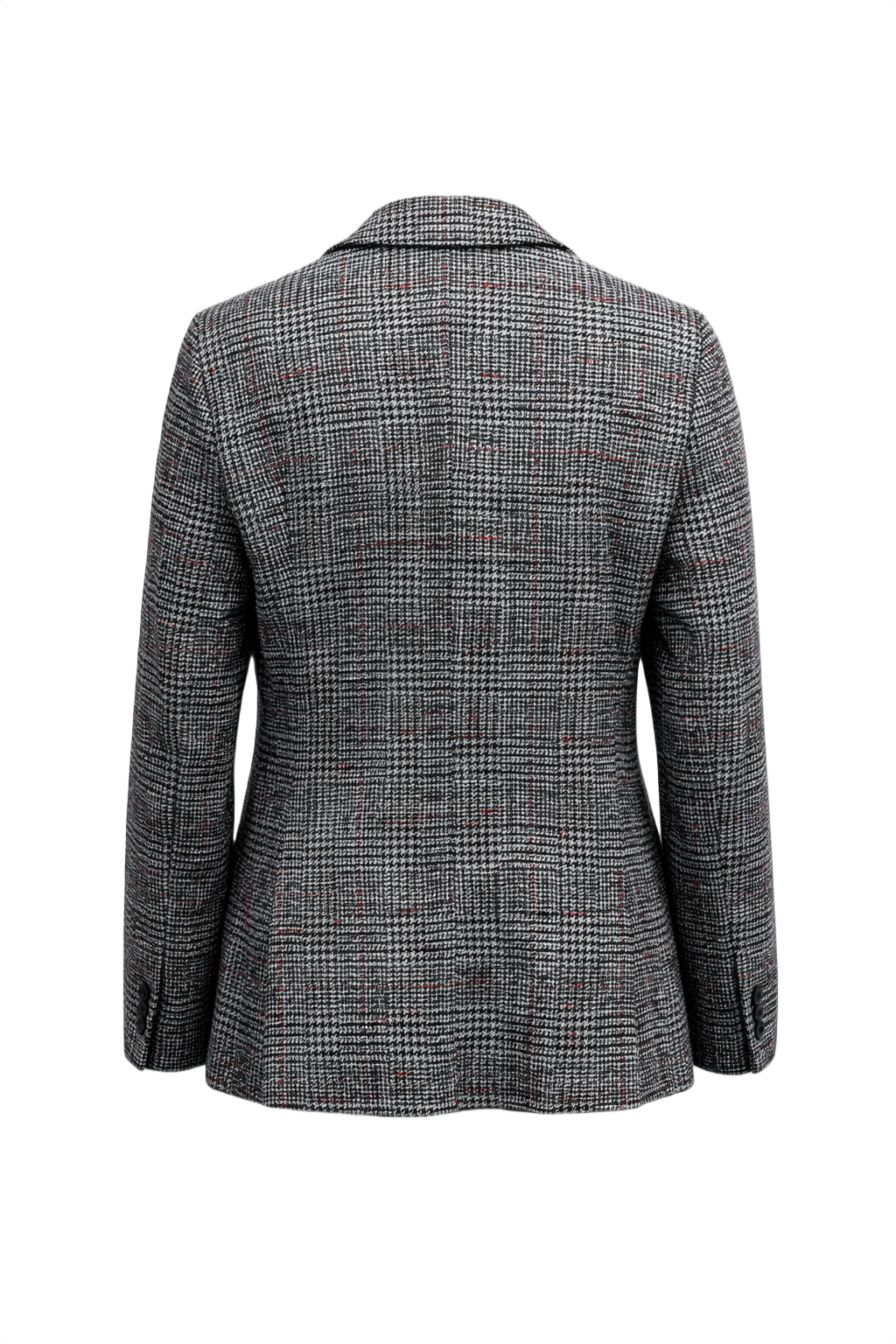 1980s Black and White Wool Blend Blazer - Back View