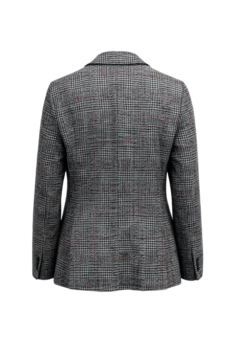 1980s Black and White Wool Blend Blazer - Back View