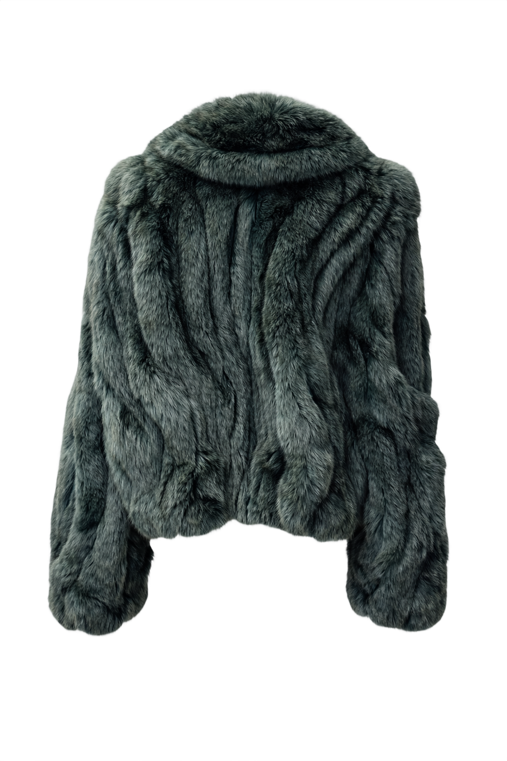 1980s Dark Green Faux Fur Coat - Back View