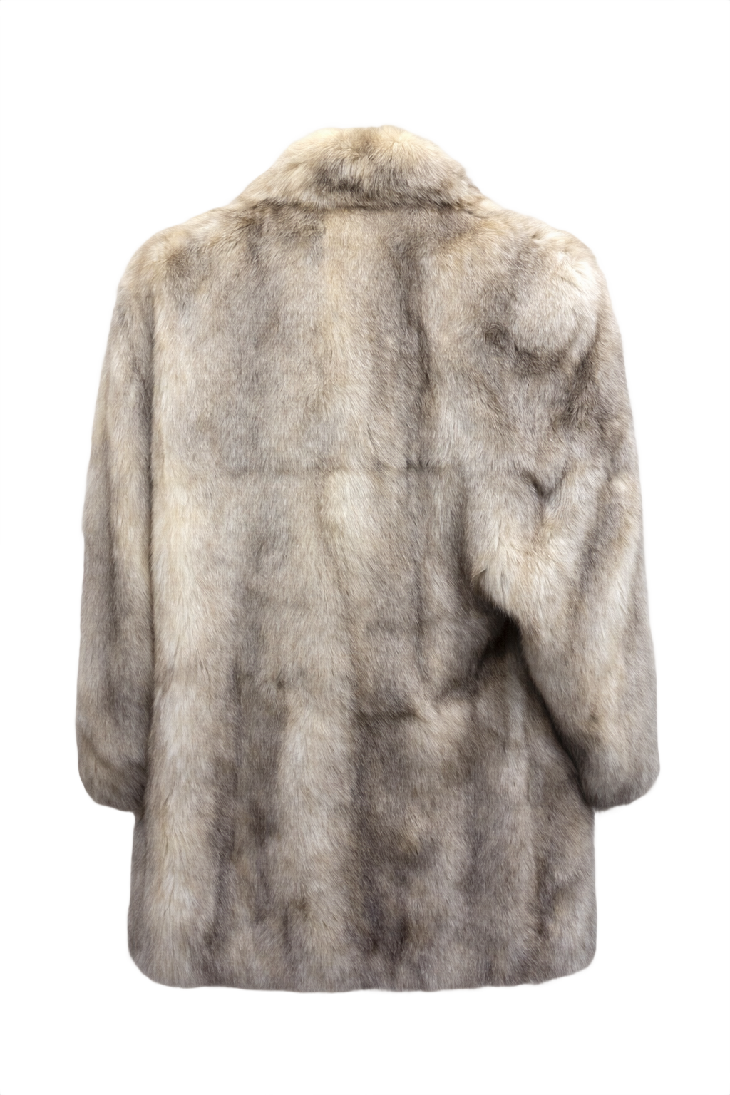 1980s Cream Beige Fur Coat - Back View