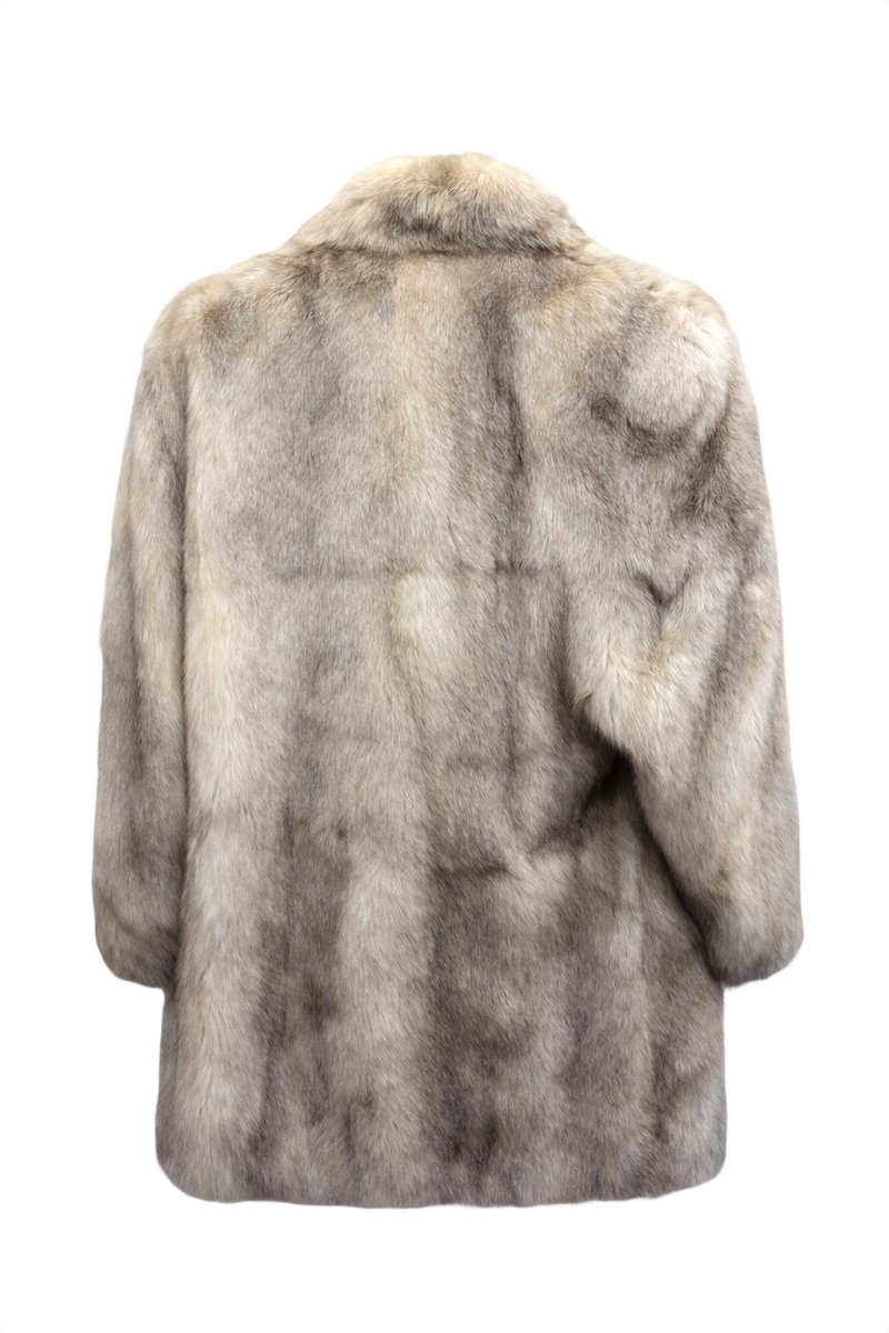 1980s Cream Beige Fur Coat - Back View