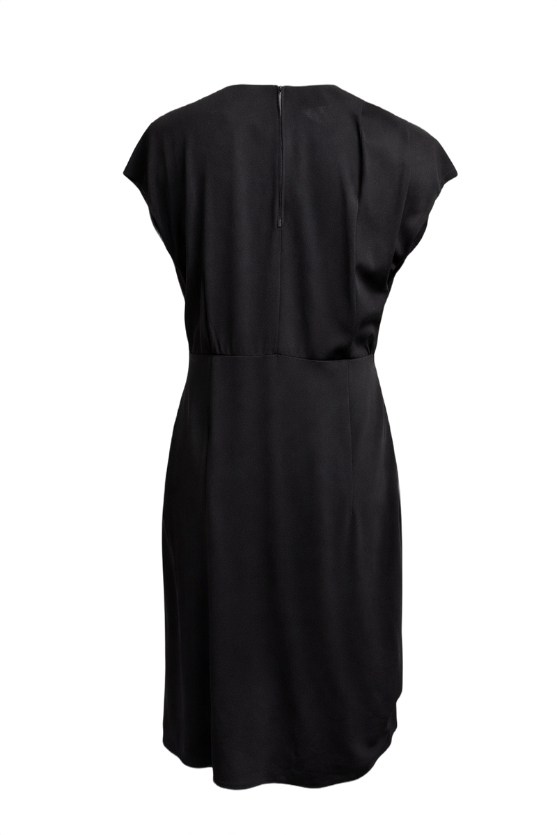 1960s Black Polyester Dress - Back View