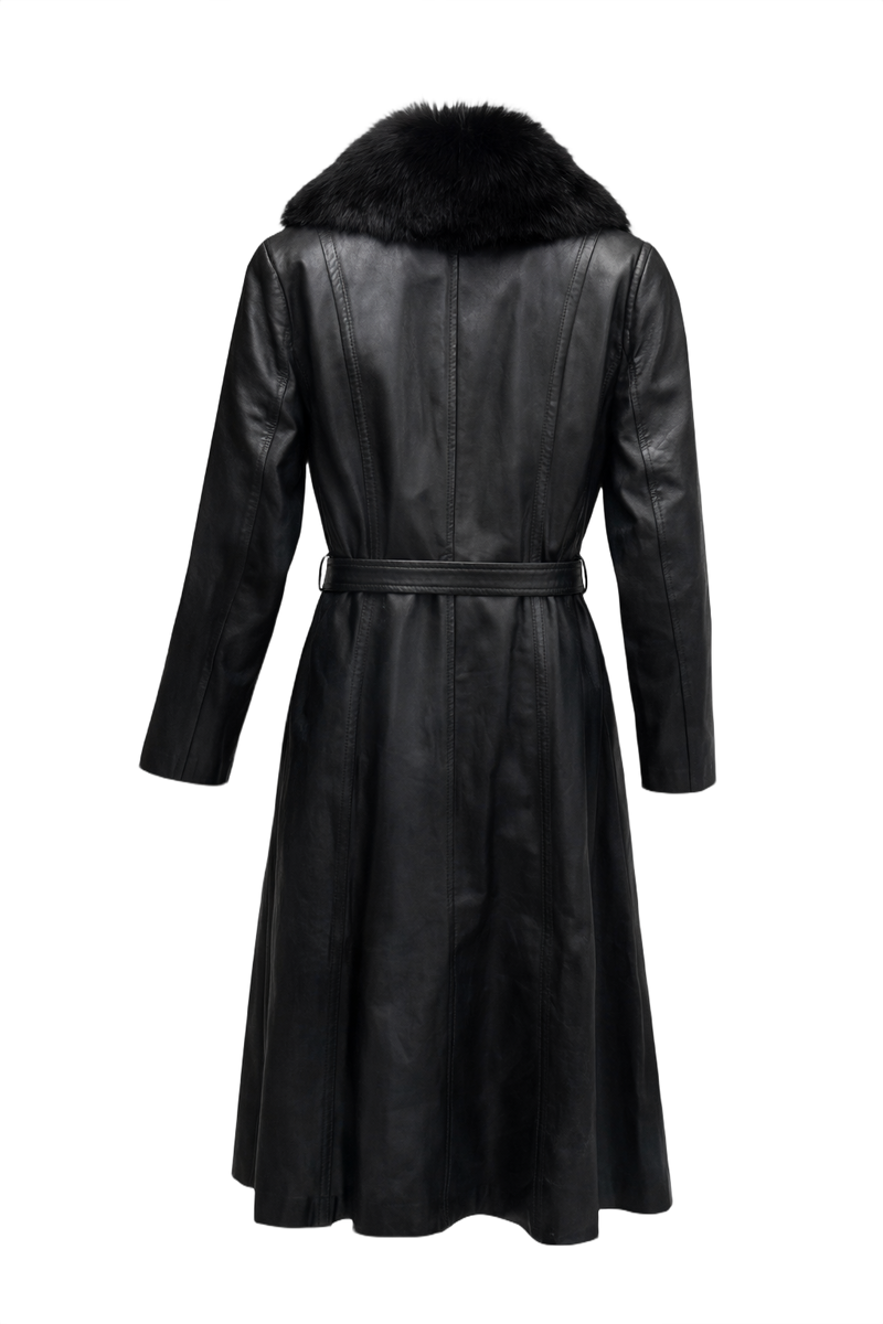 1990s Black Leather Coat - Back View