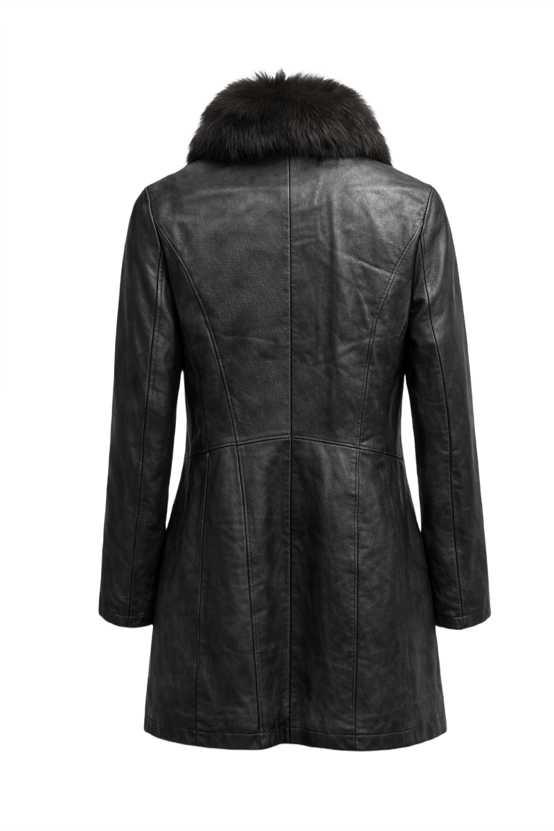 1990s Black Leather Jacket - Back View
