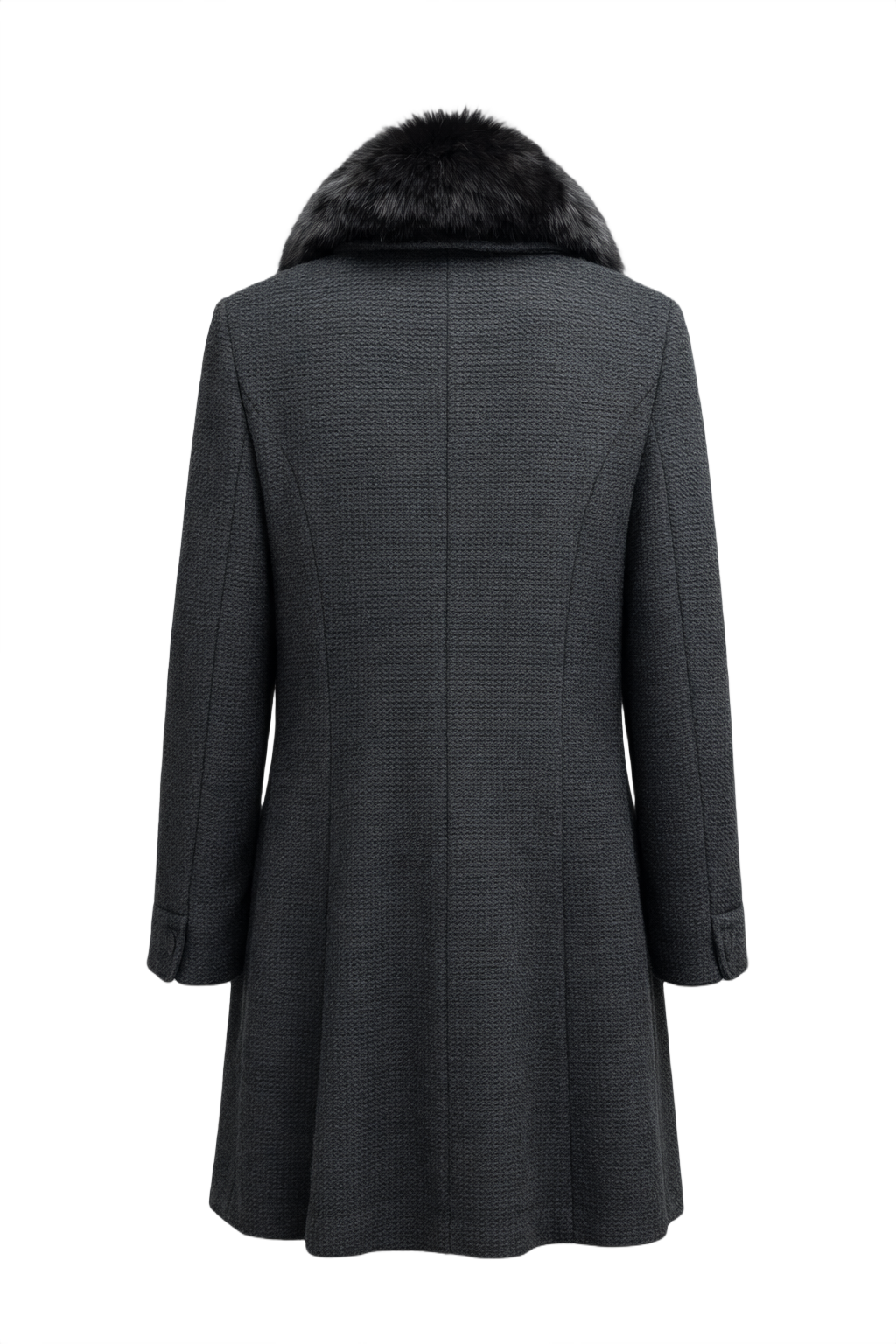 1970s Black Wool Coat - Back View