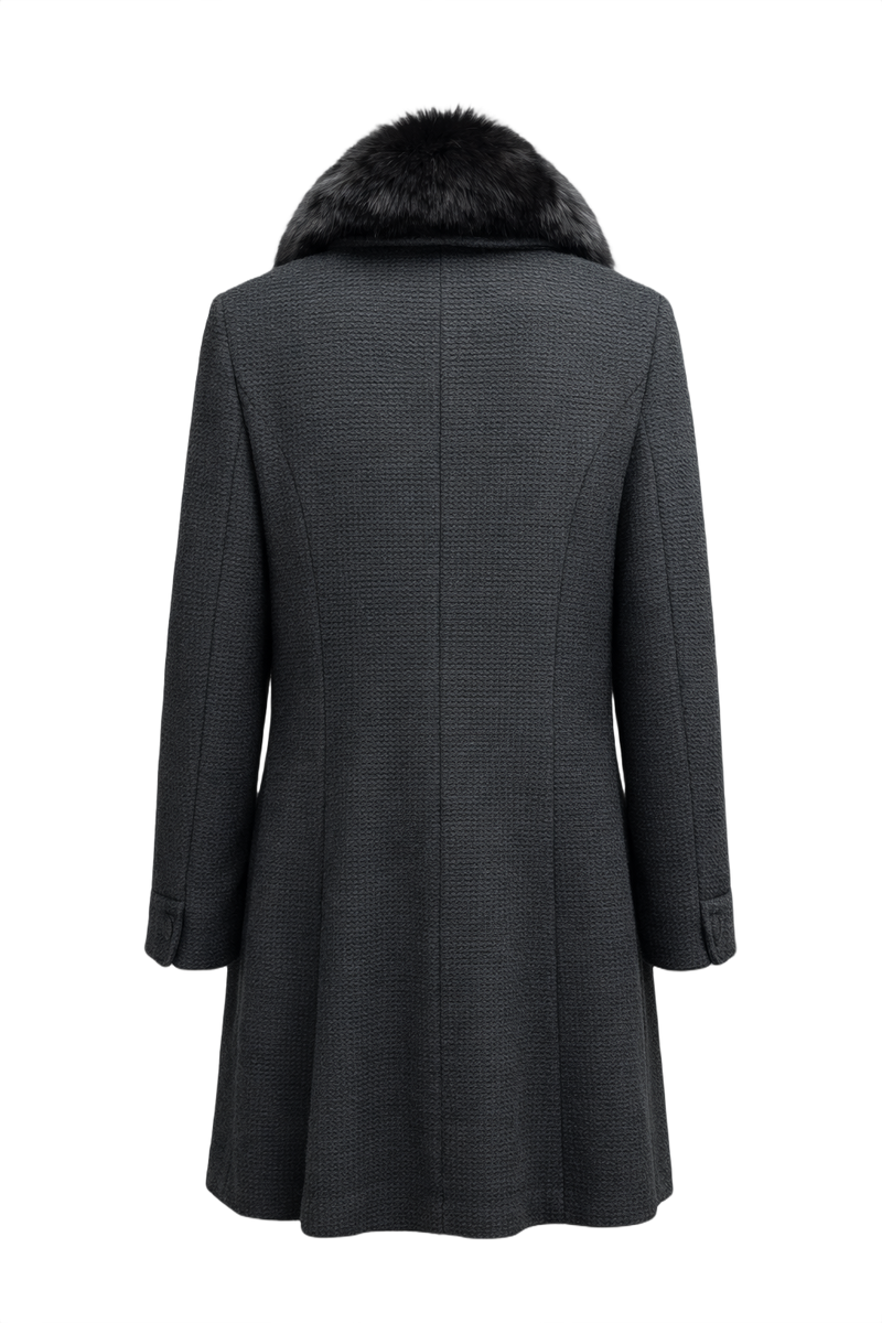 1970s Black Wool Coat - Back View