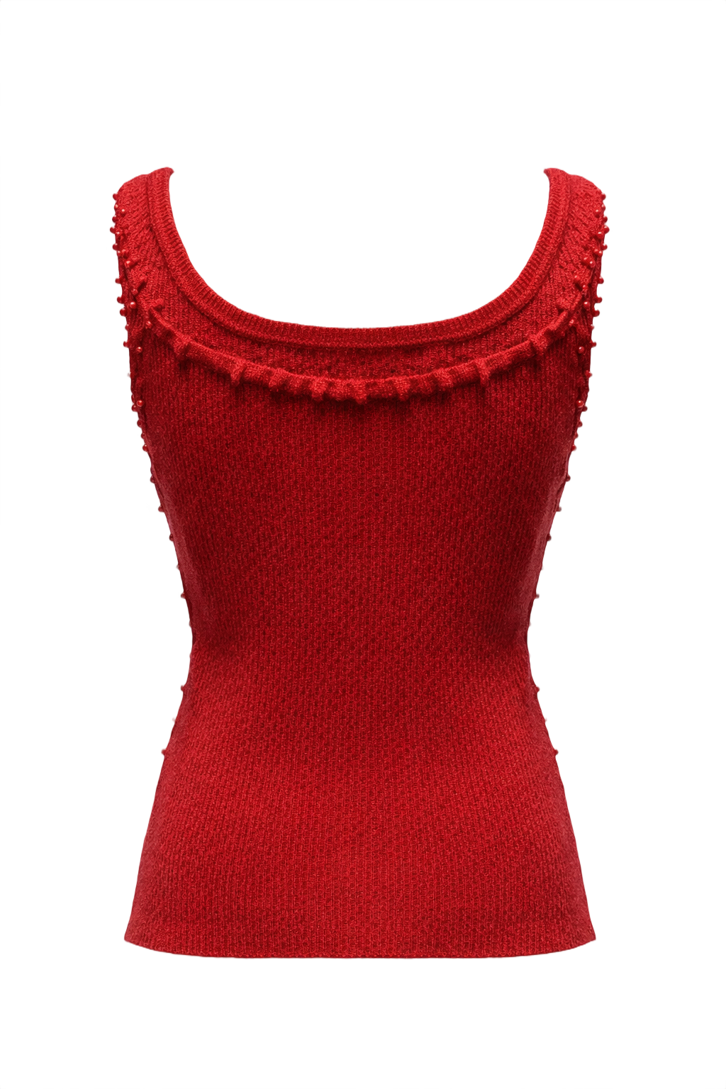 1970s Red Knit Tank Top and Scarf - Back View