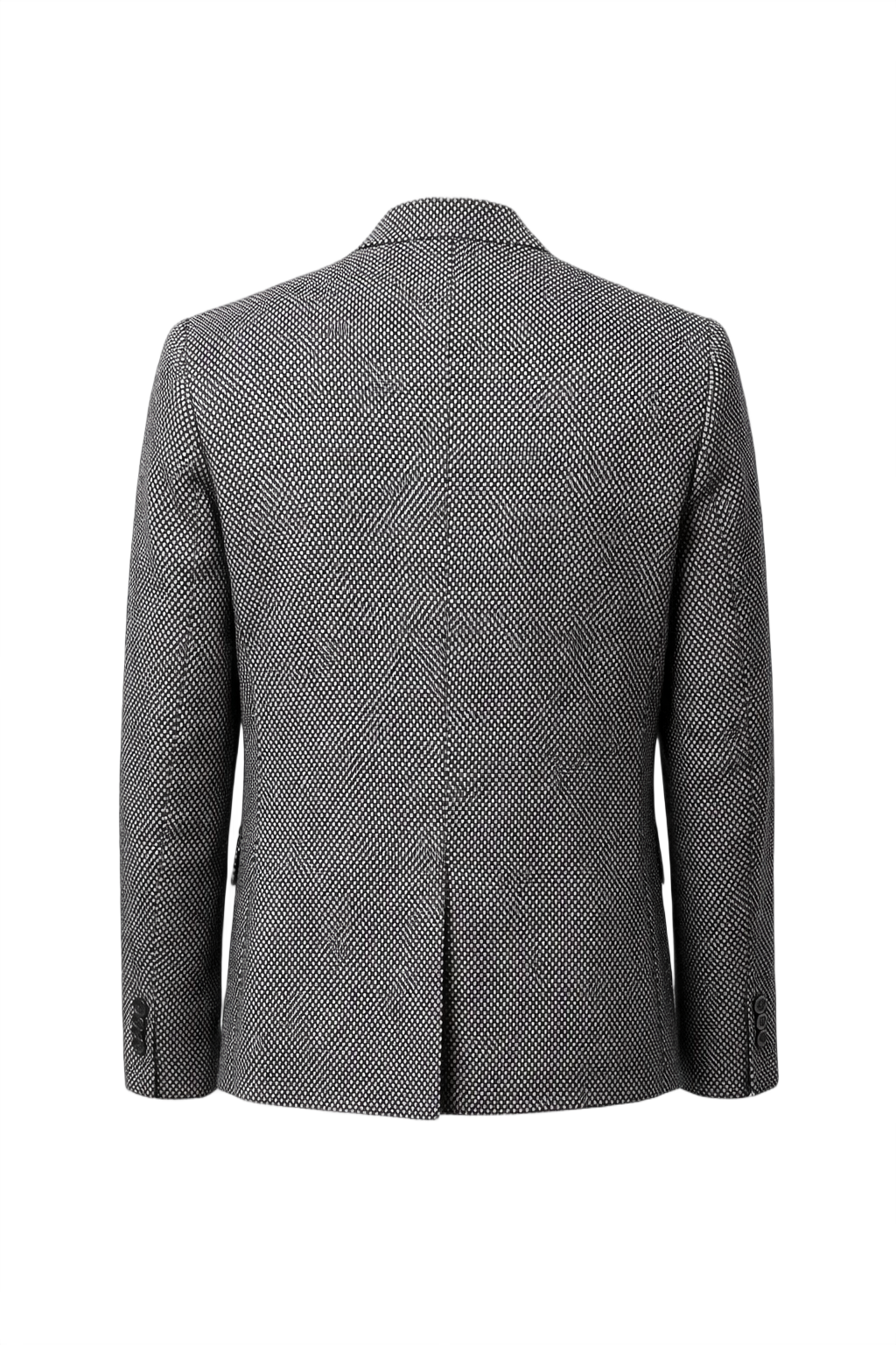 1980s Black and White Wool Blazer - Back View