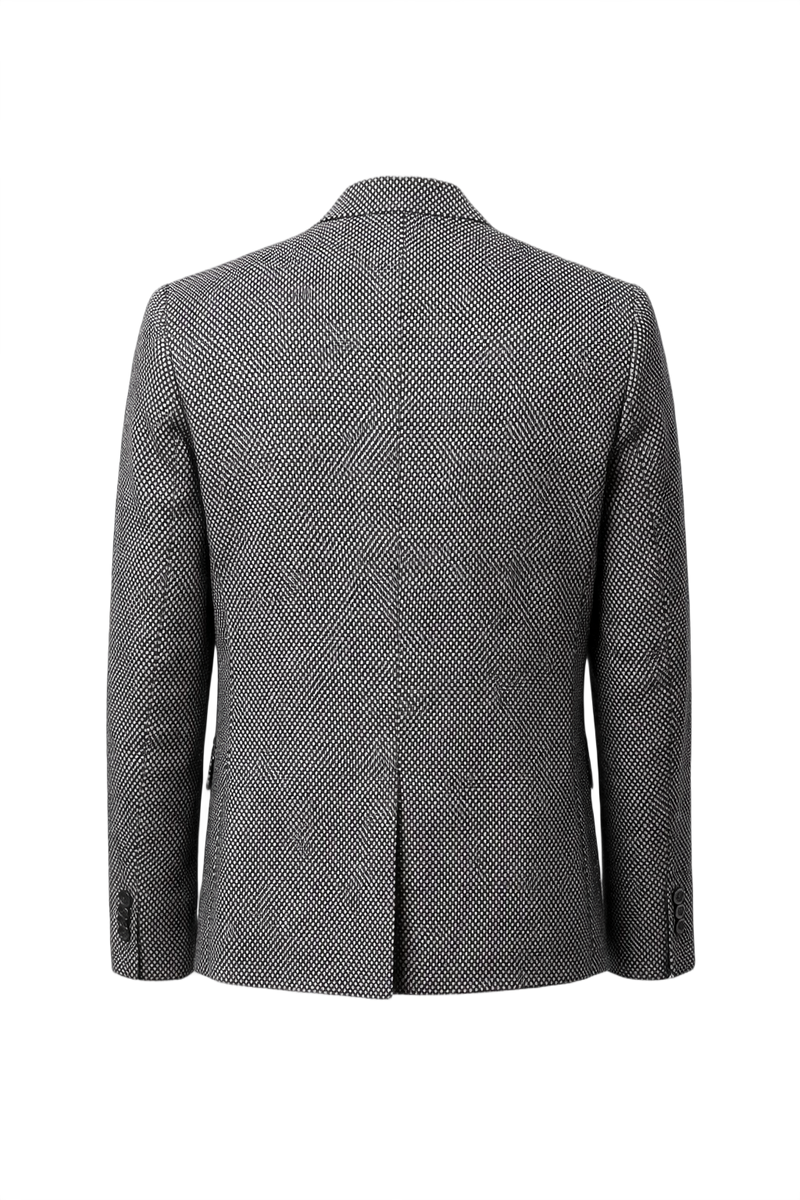 1980s Black and White Wool Blazer - Back View