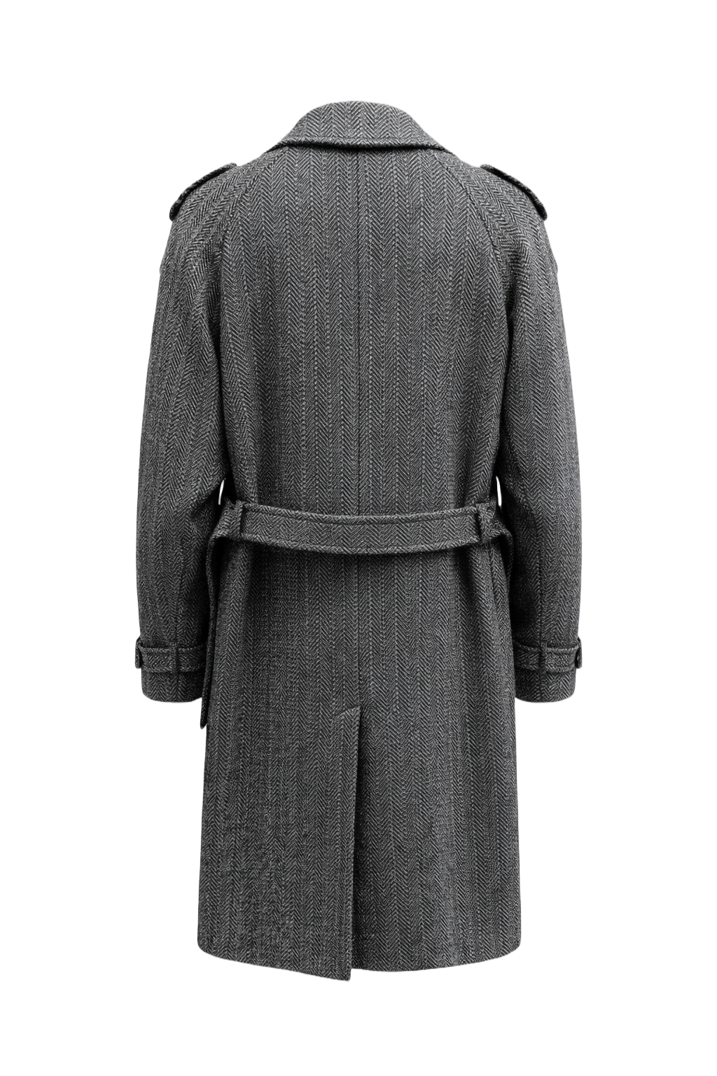 1970s Dark Grey Wool Coat - Back View
