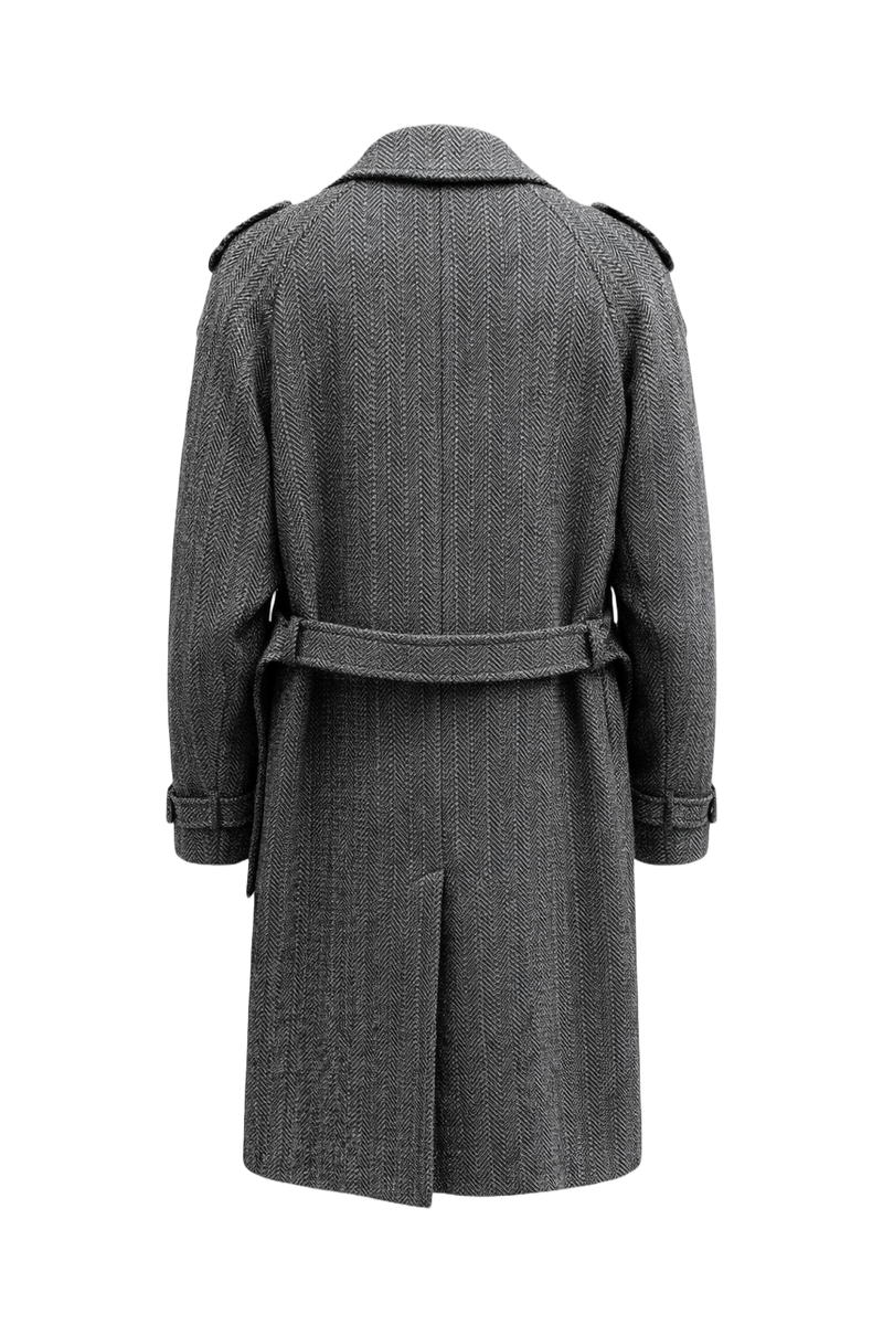 1970s Dark Grey Wool Coat - Back View