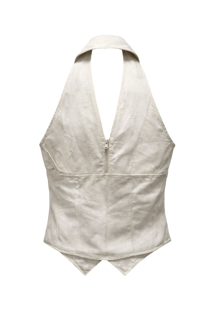 1960s Cream White Cotton Vest - Back View
