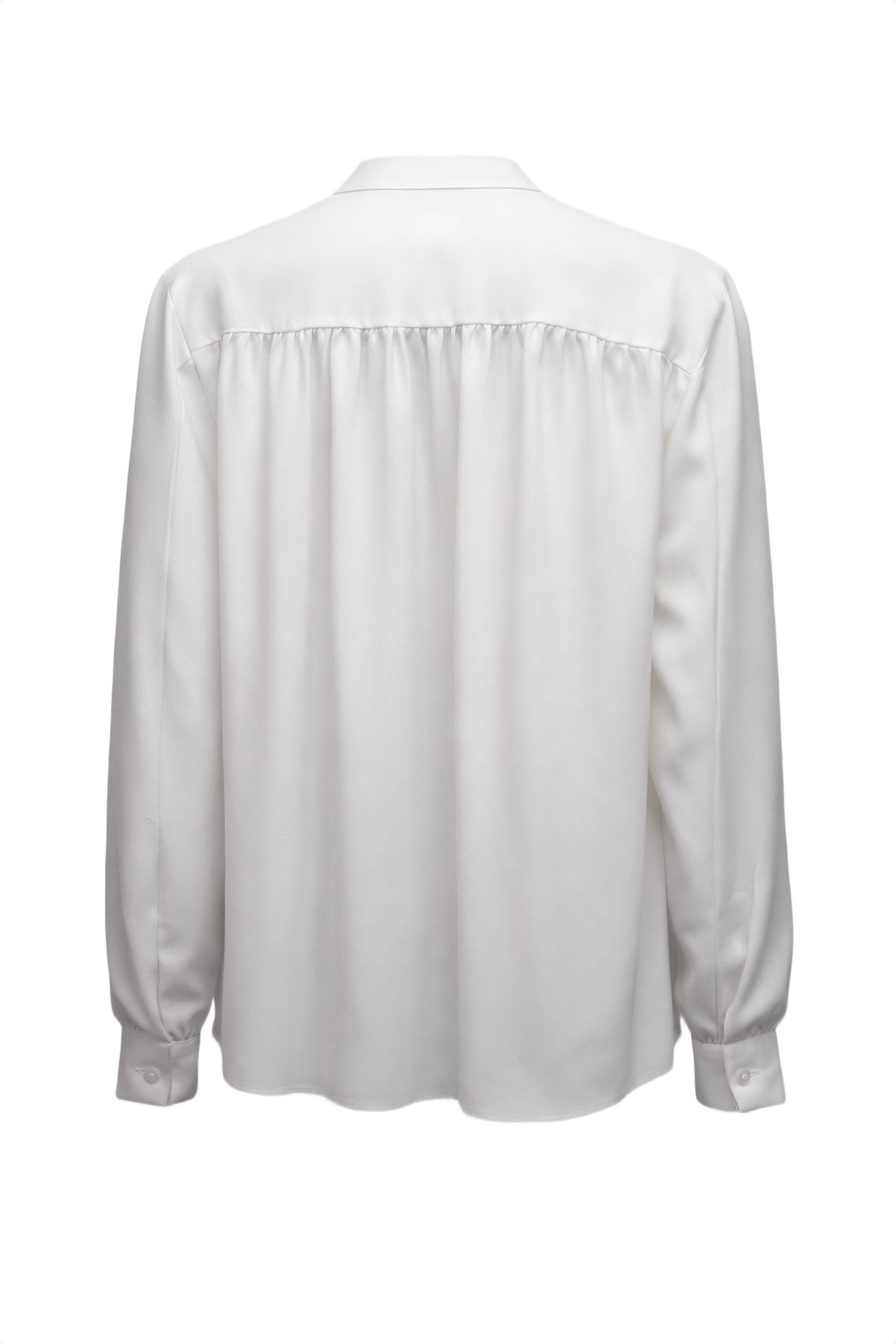 1980s White Polyester Blouse - Back View