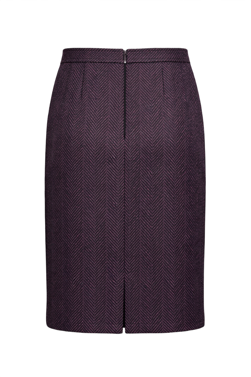 1970s Dark Purple Wool Skirt - Back View