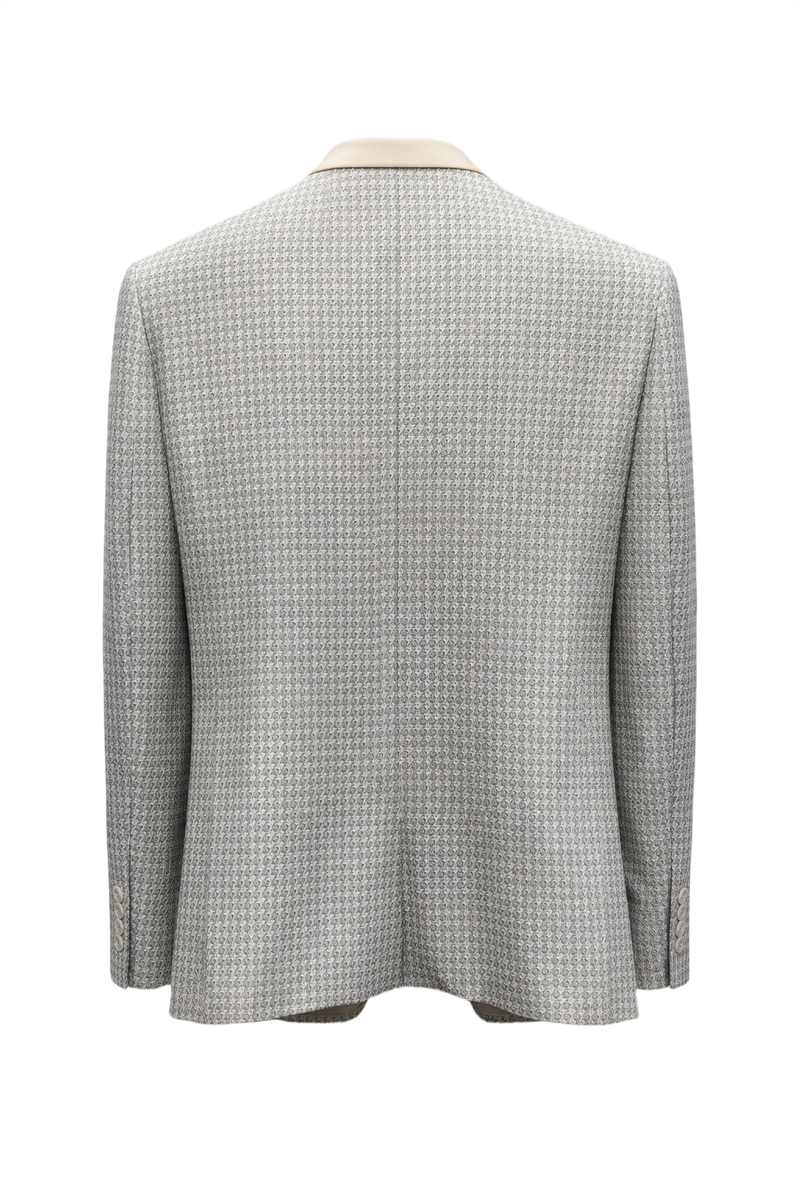 1980s Light Gray Wool Blazer - Back View