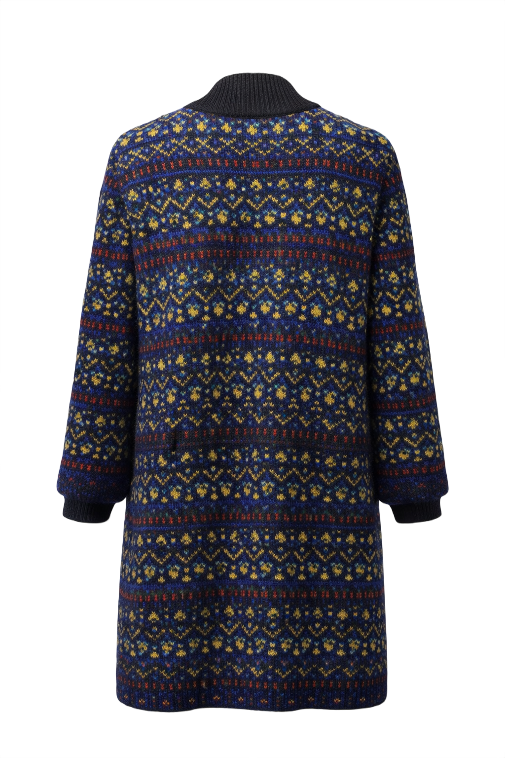 1970s Navy Blue Wool Cardigan - Back View