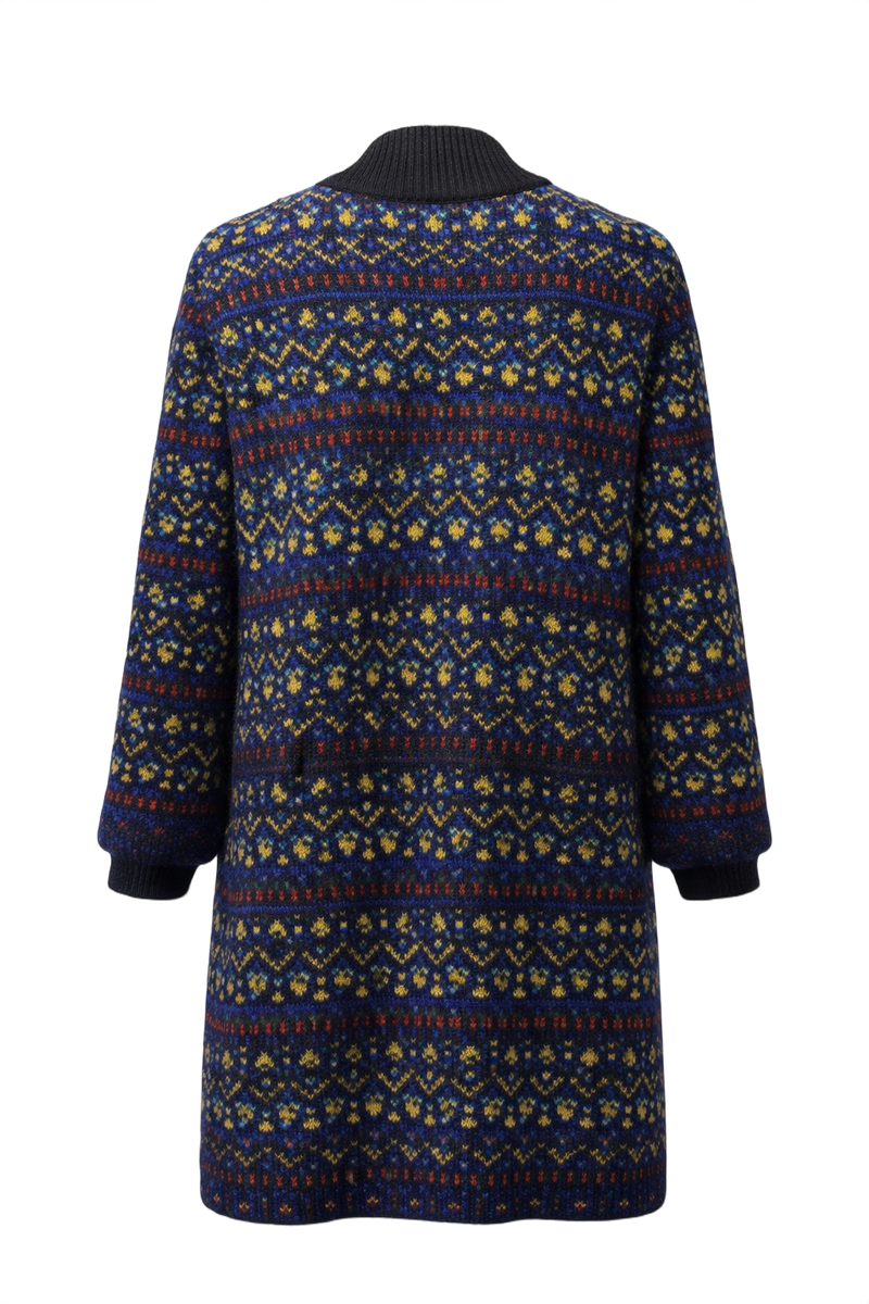 1970s Navy Blue Wool Cardigan - Back View