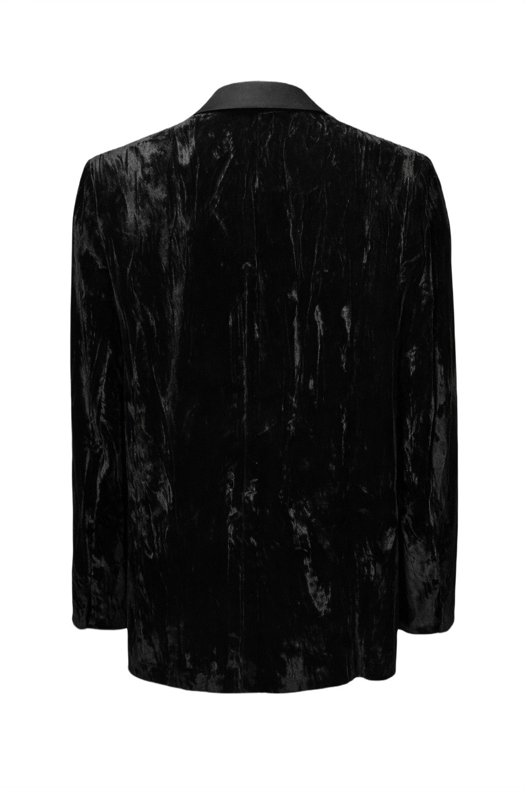 1970s Black Velvet Blazer - Back View