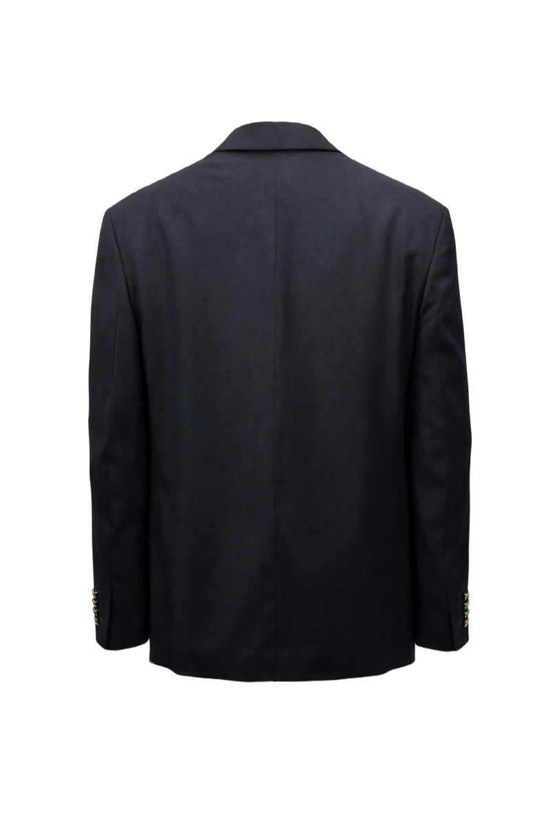 1990s Navy Blue Wool Blazer - Back View
