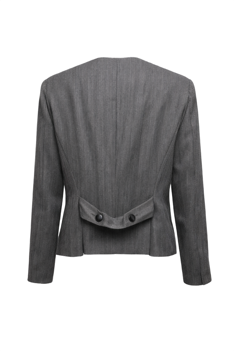 1980s Gray Wool Blazer - Back View