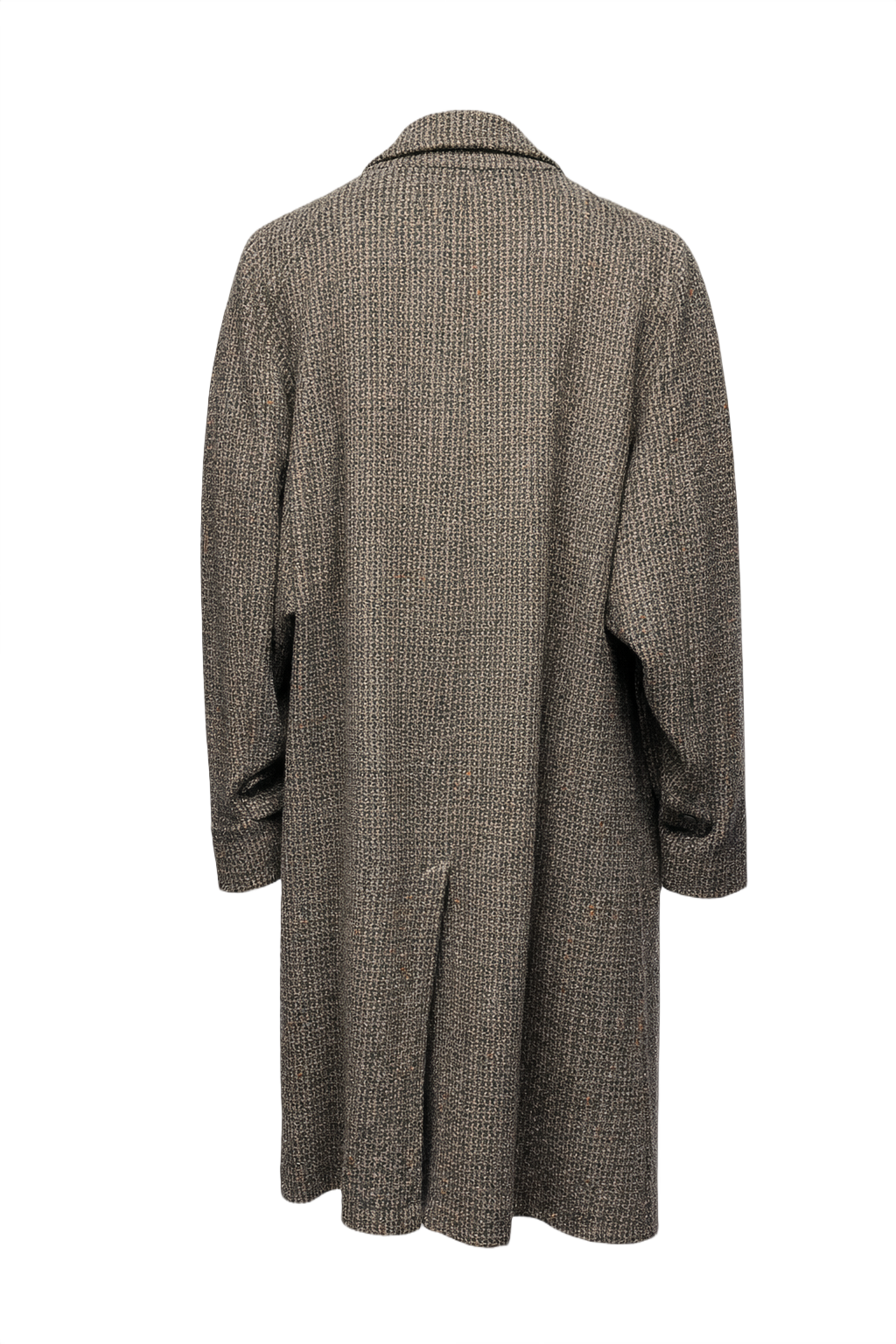 1970s Brown Tweed Wool Coat - Back View