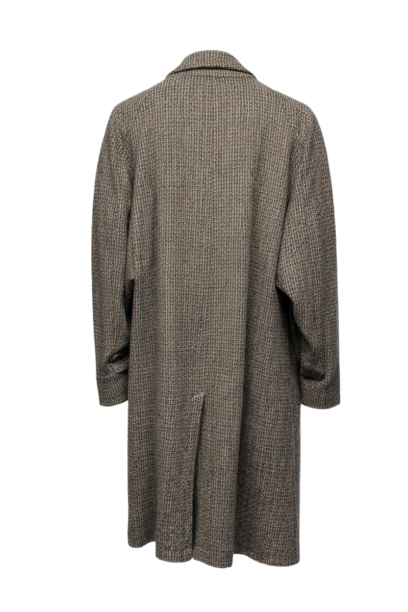 1970s Brown Tweed Wool Coat - Back View