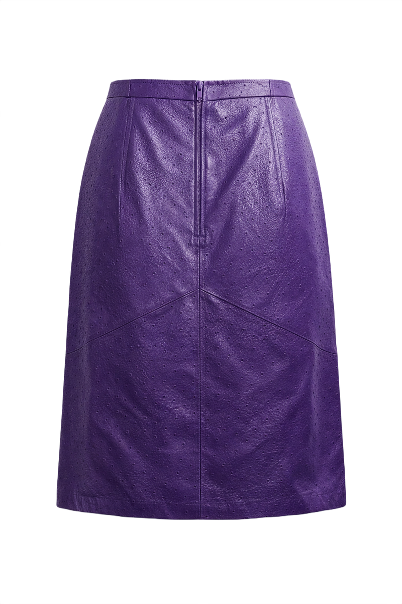 1990s Purple Leather Skirt - Back View