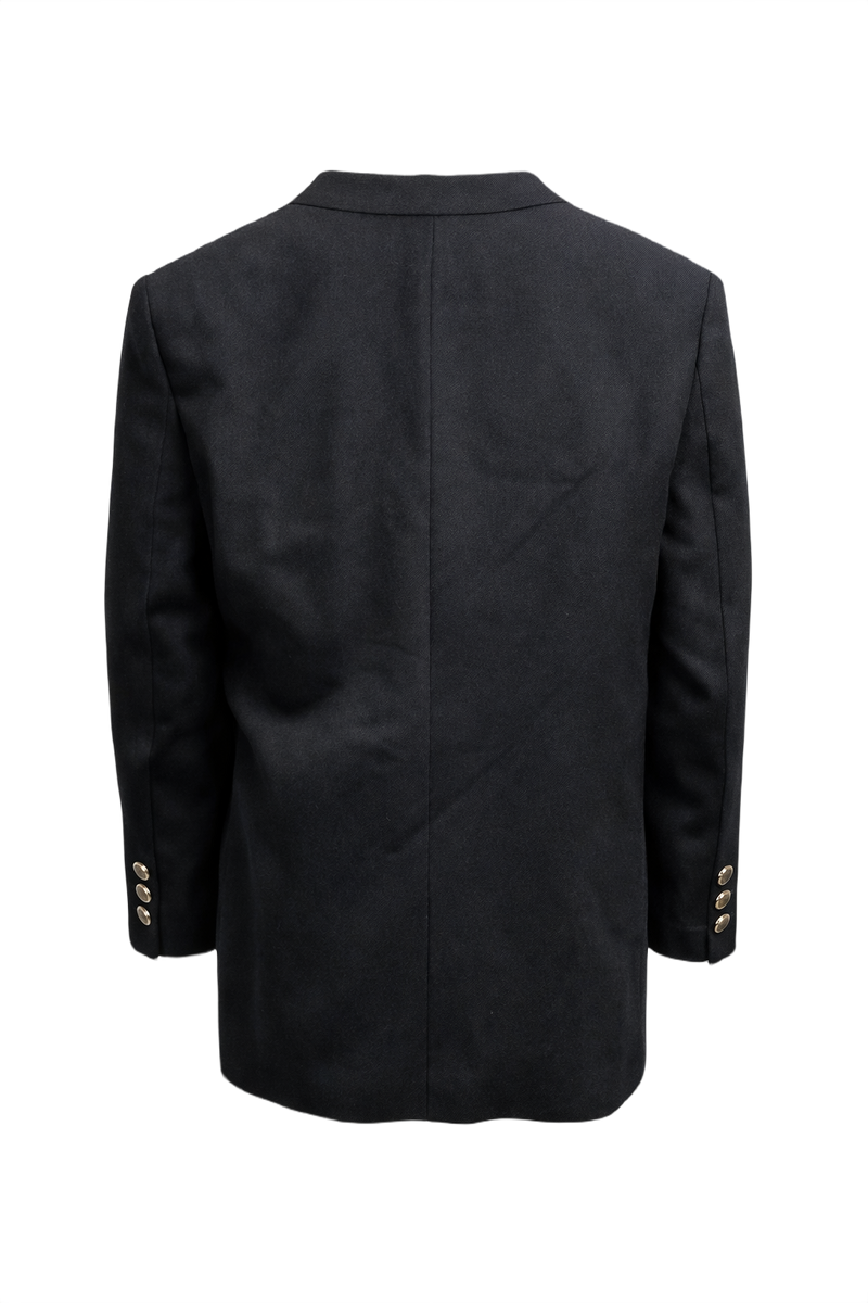 1980s Black Wool Blazer - Back View
