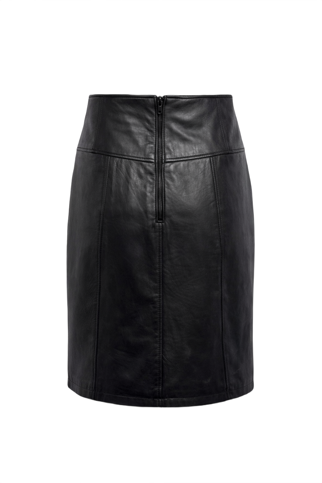1990s Black Leather Skirt - Back View