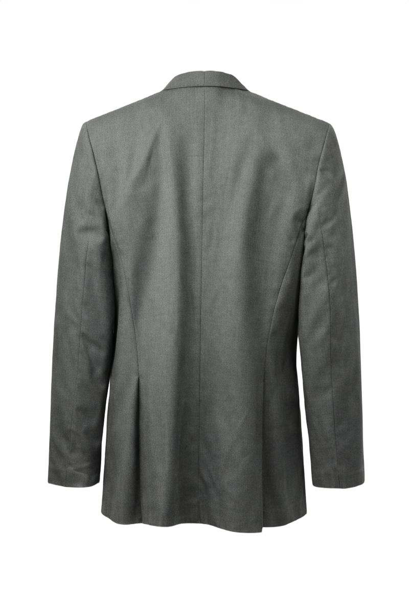 1980s Green Grey Wool Blend Blazer - Back View