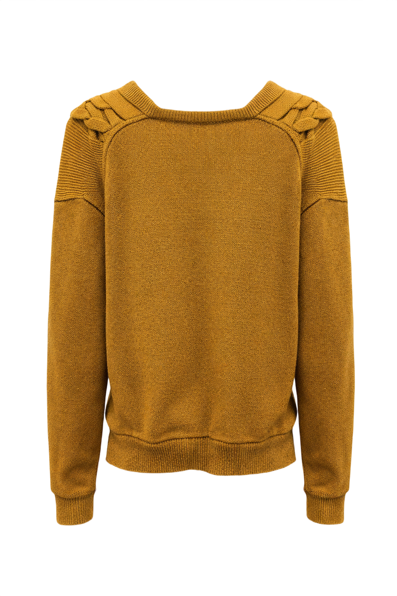 1960s Mustard Yellow Wool Cardigan - Back View