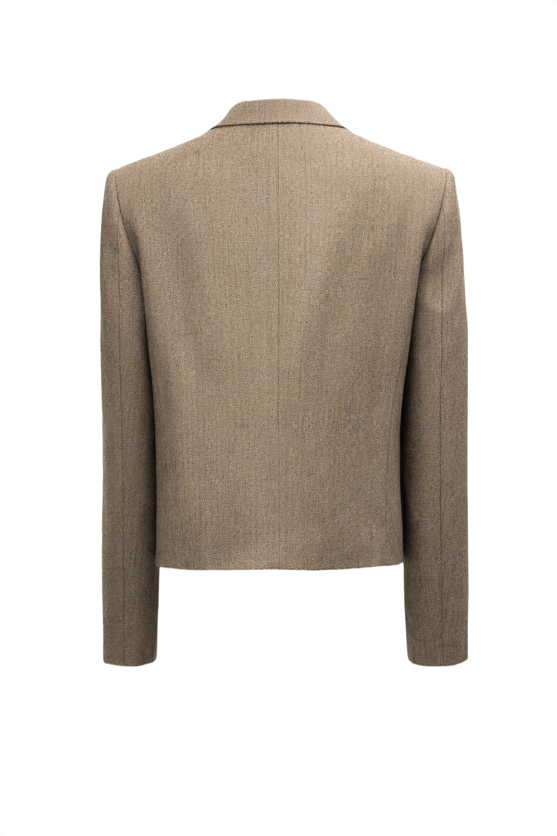 1980s Tan Wool Blazer - Back View